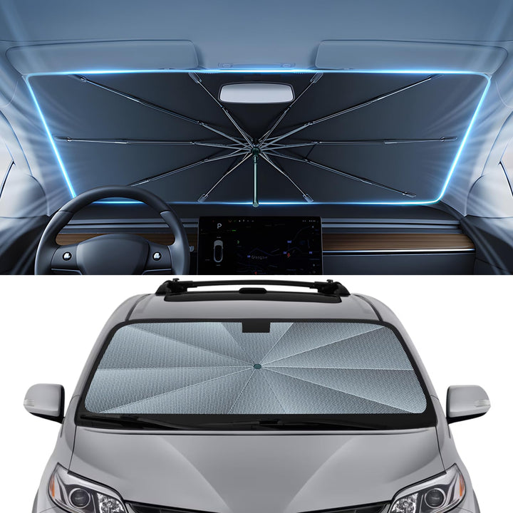 Autorder front view on Toyota Sienna windshield showing full coverage and cooler cabin