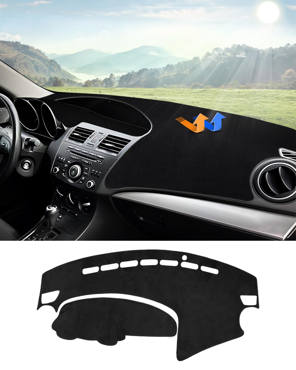 Autorder front view on Mazda 3 dash shows clean fit and sun protection