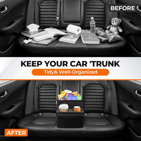 Autorder installed on rear bench with family items showing convenient-access benefit