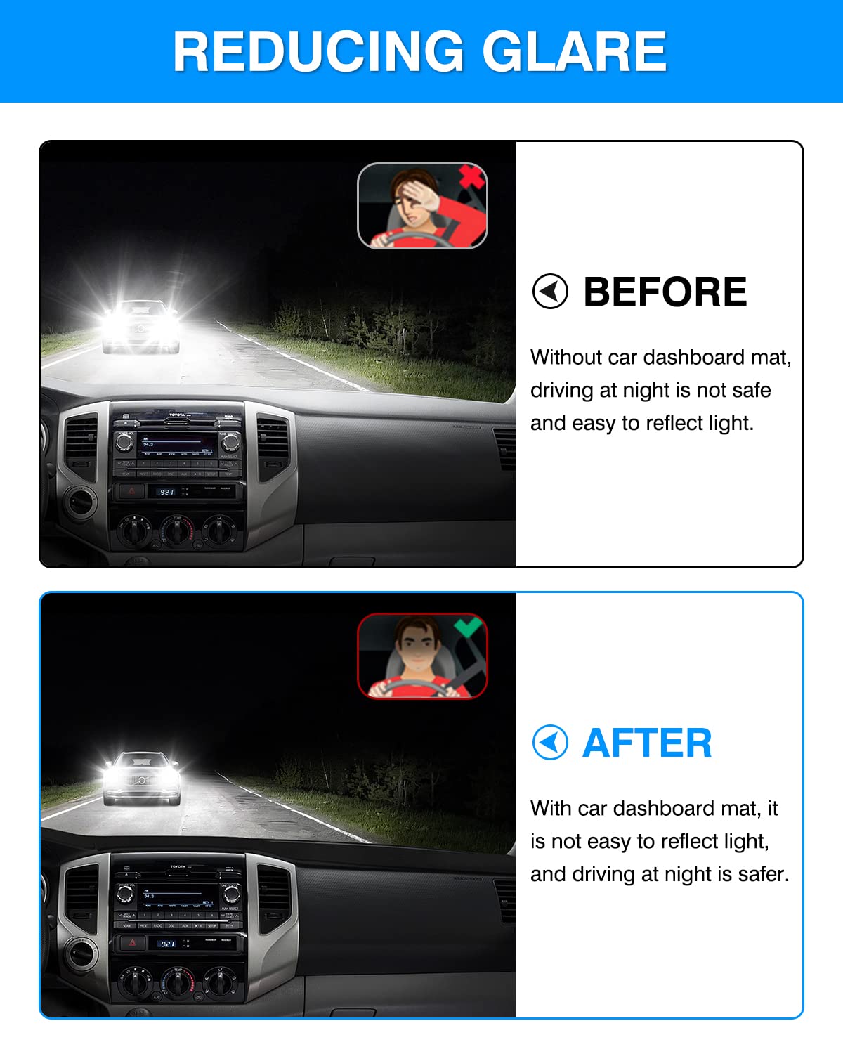 Autorder installed on driver side demonstrating cutouts and reduced glare