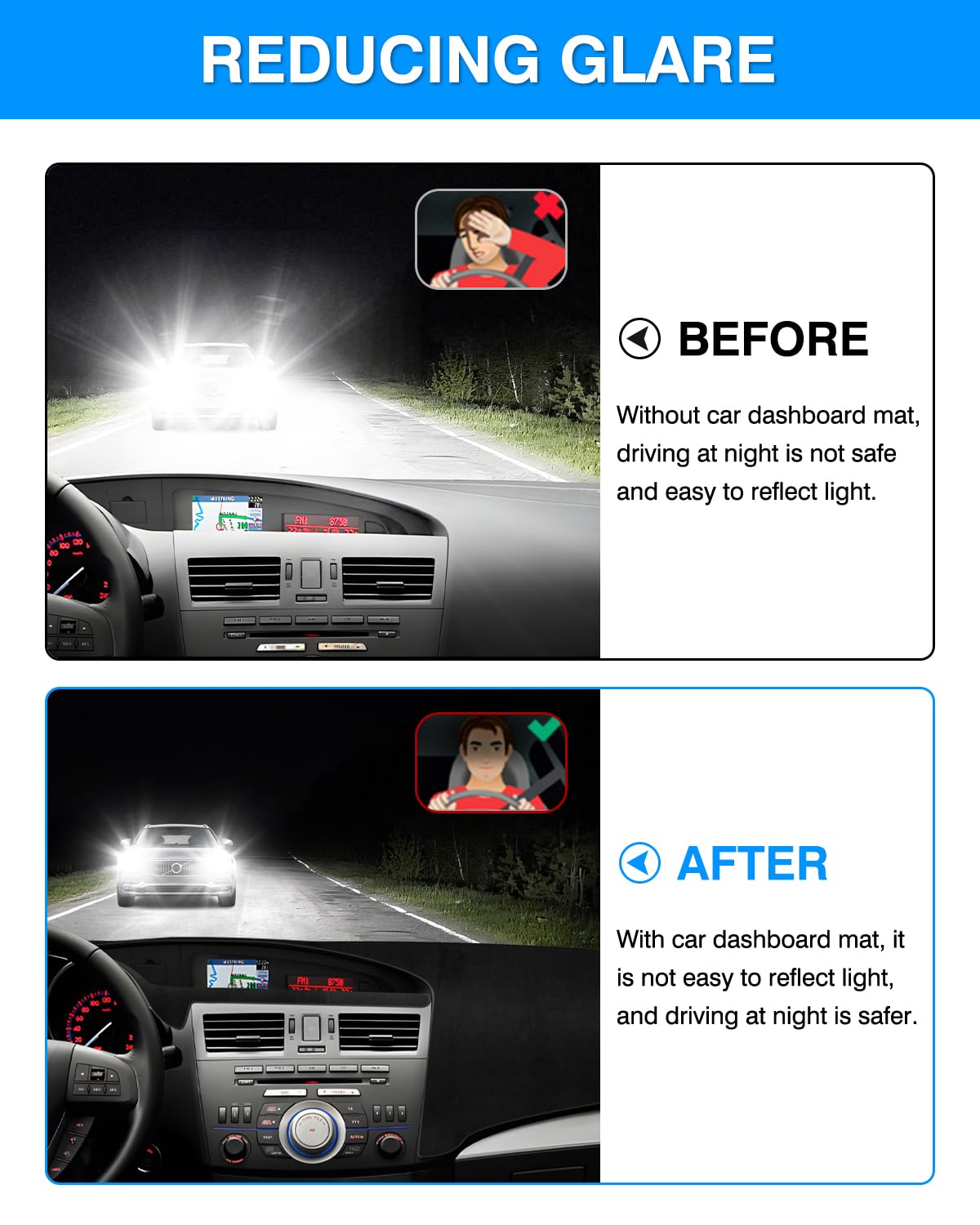 Autorder installed in Mazda 3 sedan reducing glare and improving comfort