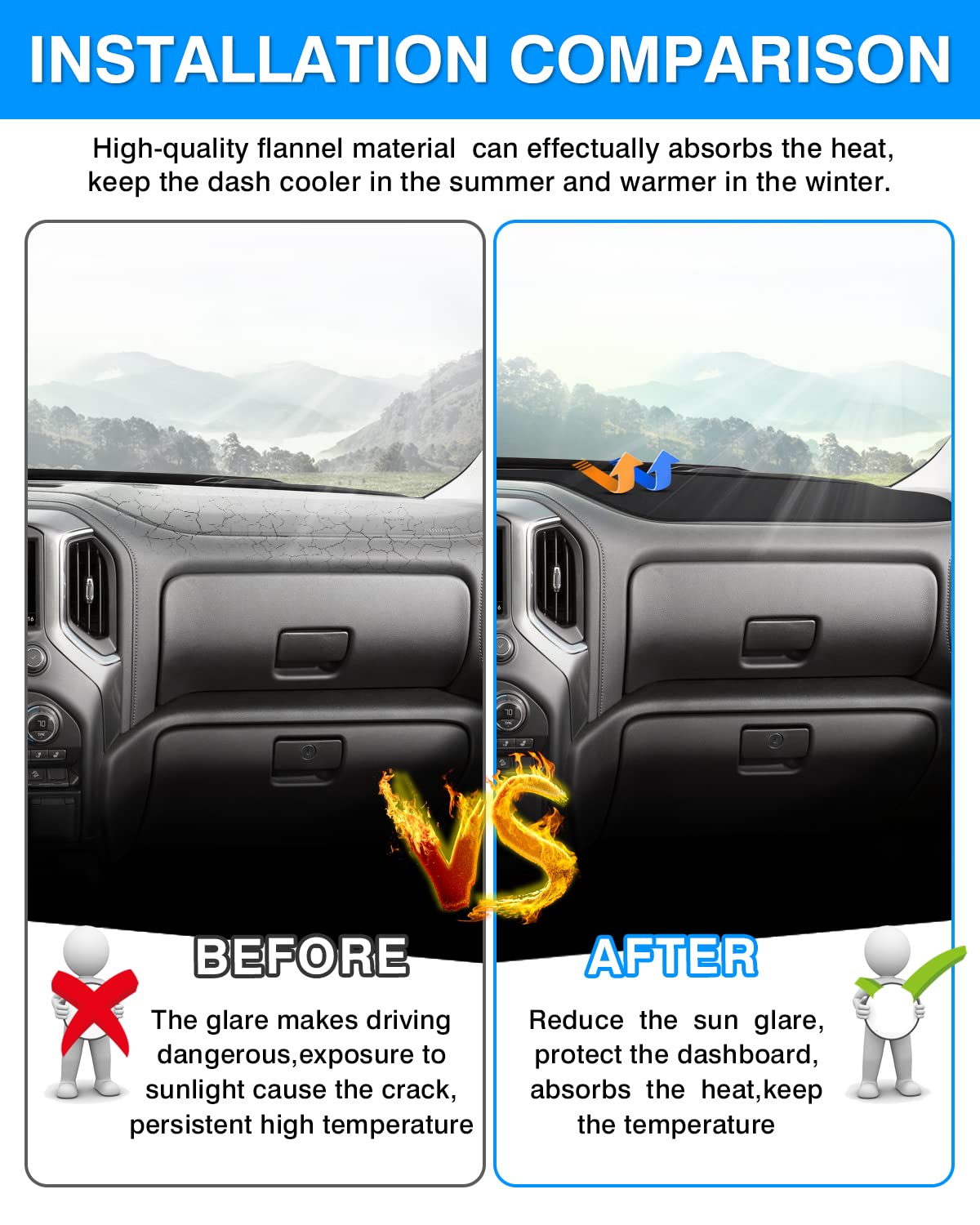 Autorder installed on Silverado dashboard reducing glare and improving comfort