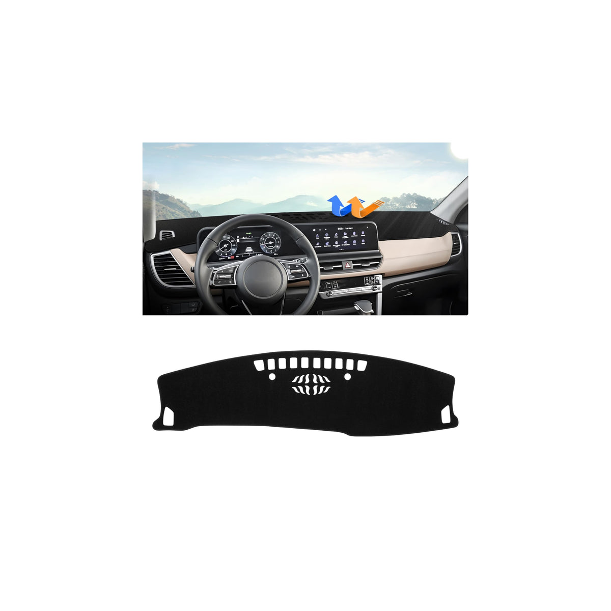 Autorder dashboard front view fitted on Kia Seltos reduces glare