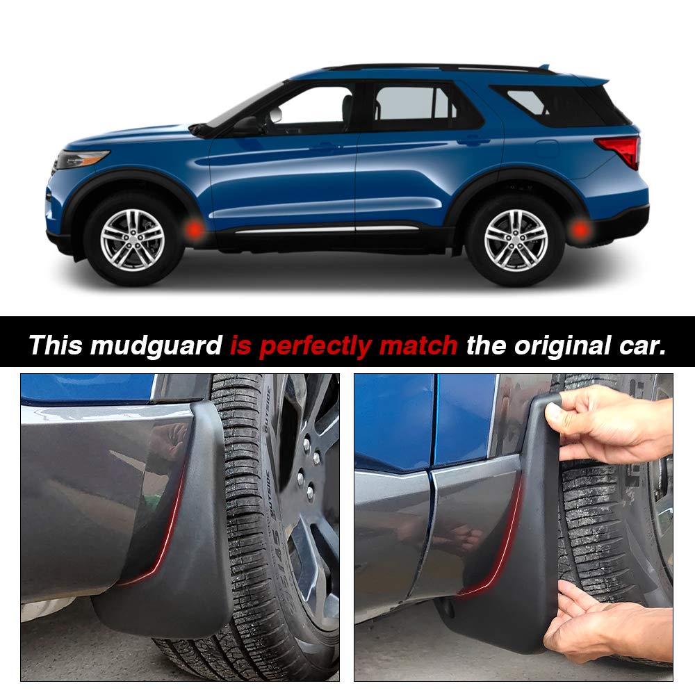 Autorder mud flaps on Explorer driving on muddy road showcasing protection