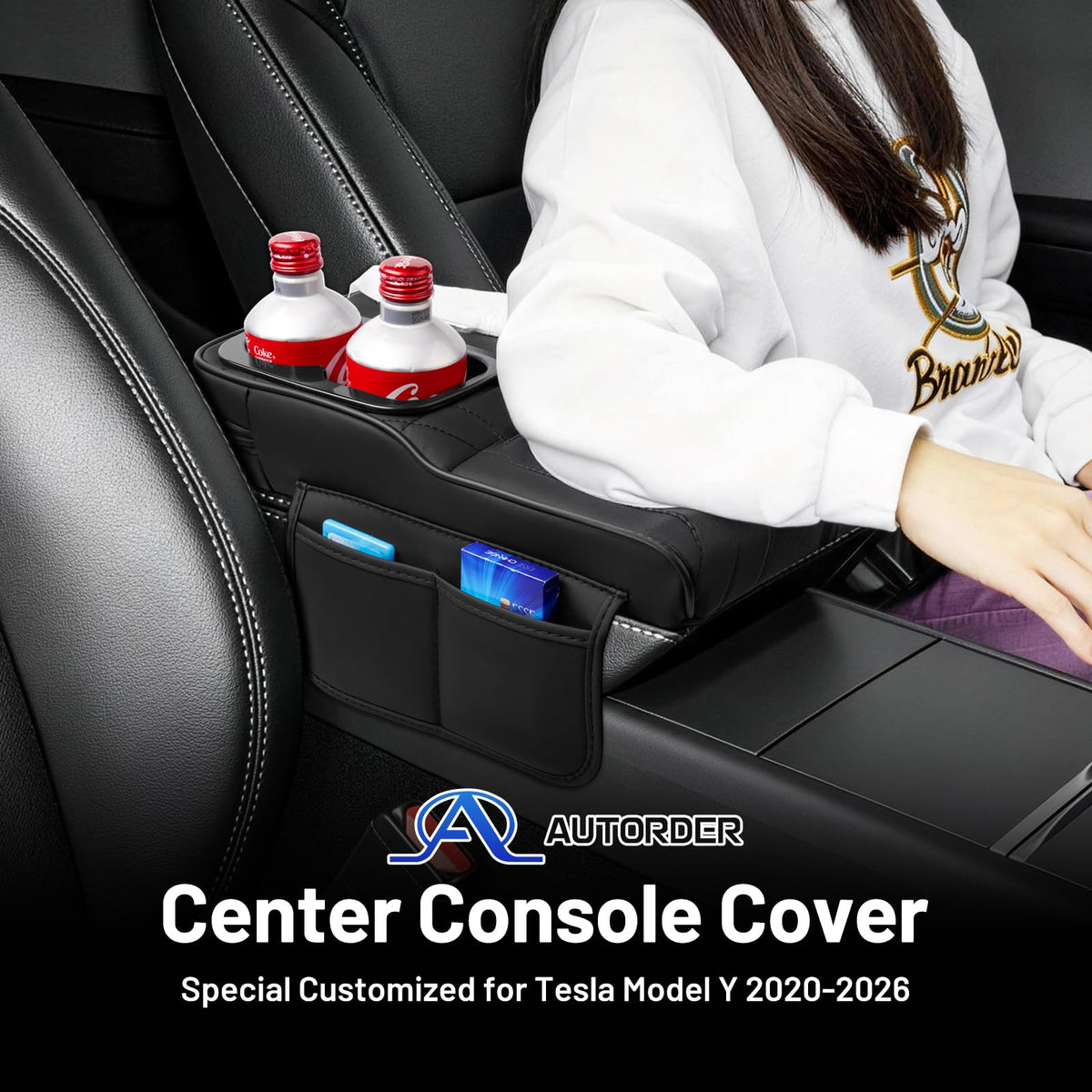 Autorder top view highlighting cup holder and paper towel slot, improves organization