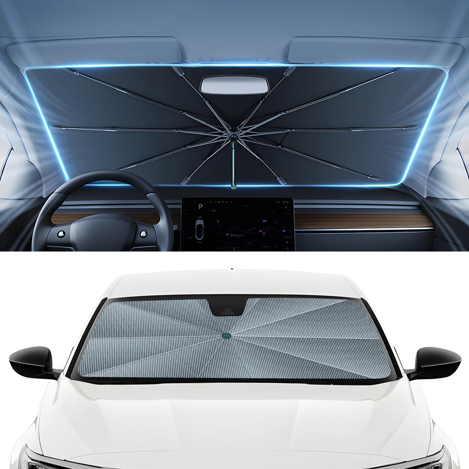 Autorder front view installed on Accord windshield showing full coverage and cooling benefit