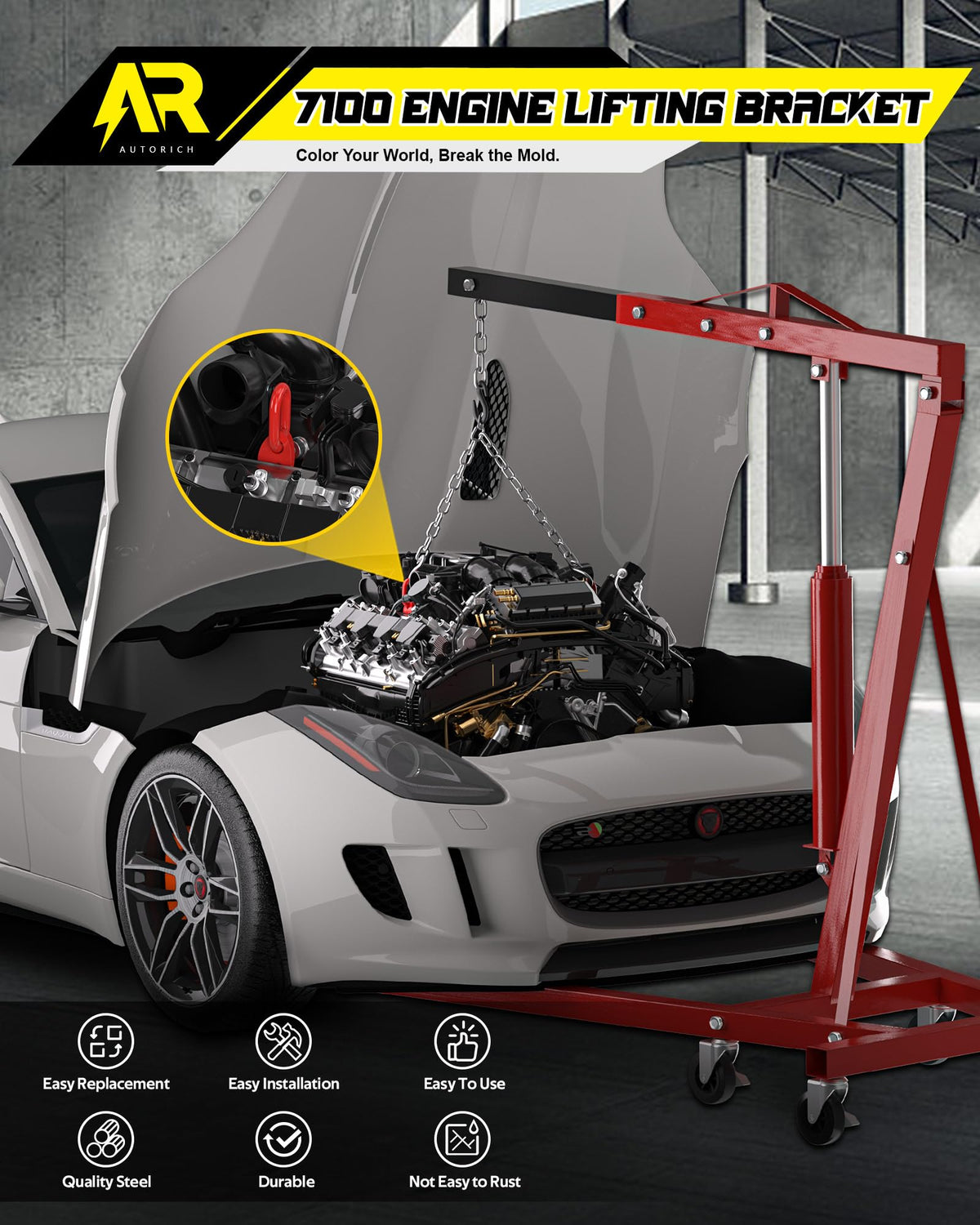 AUTORICH 7100 in workshop lift demonstrating compatibility with load levelers