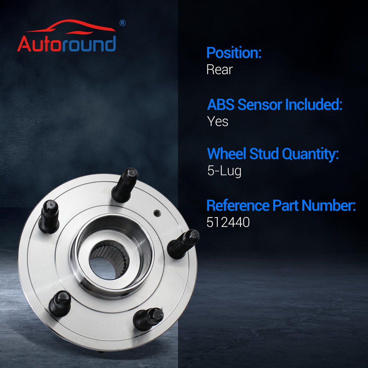 Autoround ABS tone ring detail visible on hub for accurate wheel-speed sensing benefit