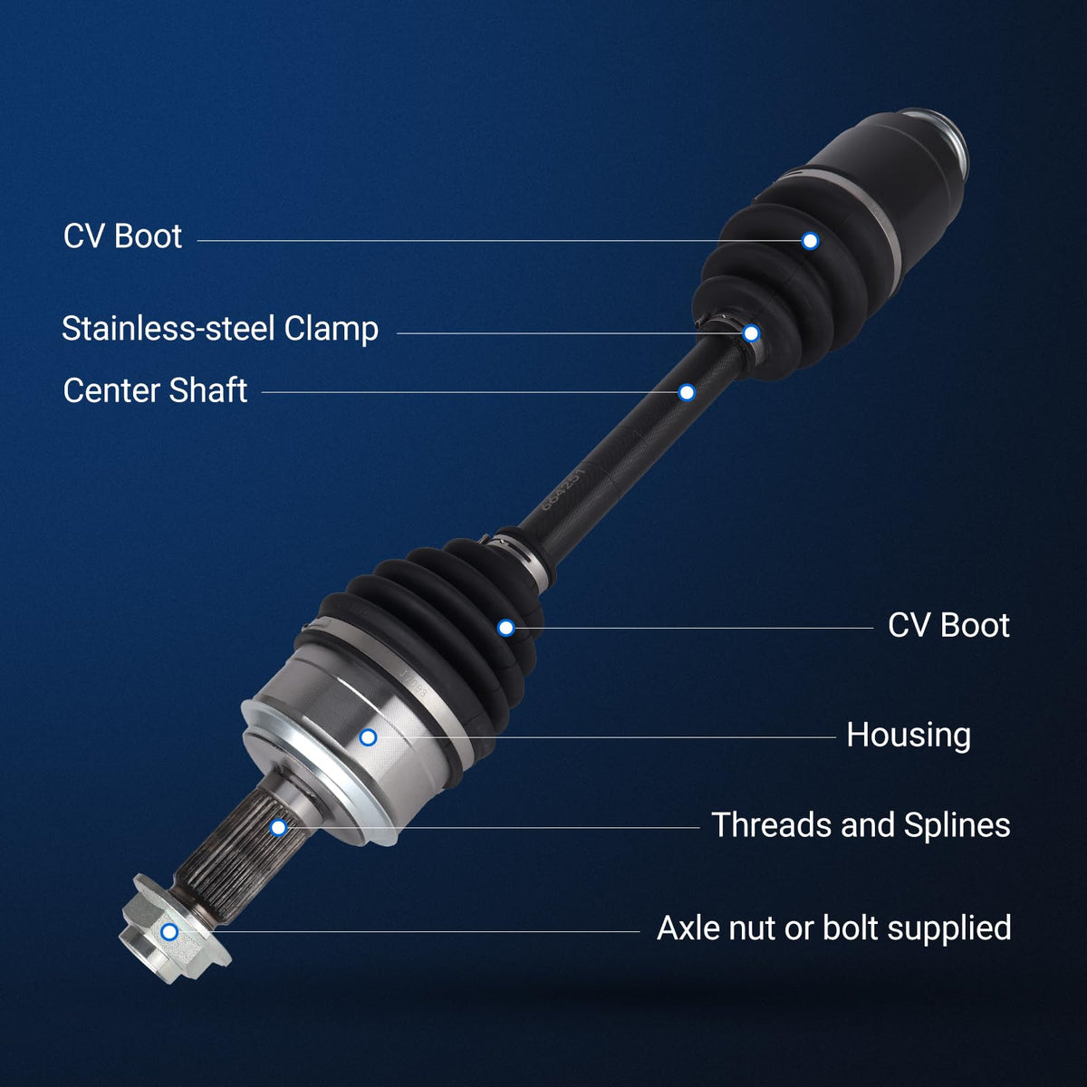Autoround CV axle outboard joint closeup revealing boot and clamps for long-lasting protection