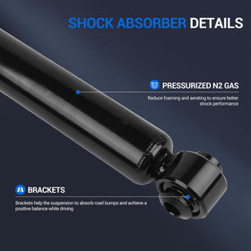 Autoround shock next to ruler showing size and OE-equivalent dimensions