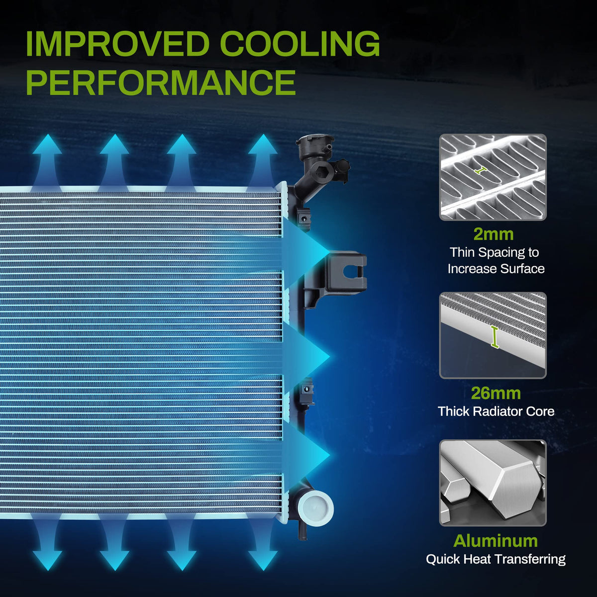 AUTOSAVER88 radiator installed in engine bay demonstrating direct-fit convenience