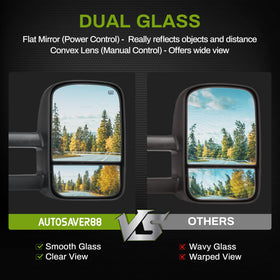 AUTOSAVER88 passenger side close-up highlighting telescoping arm and mirror surface