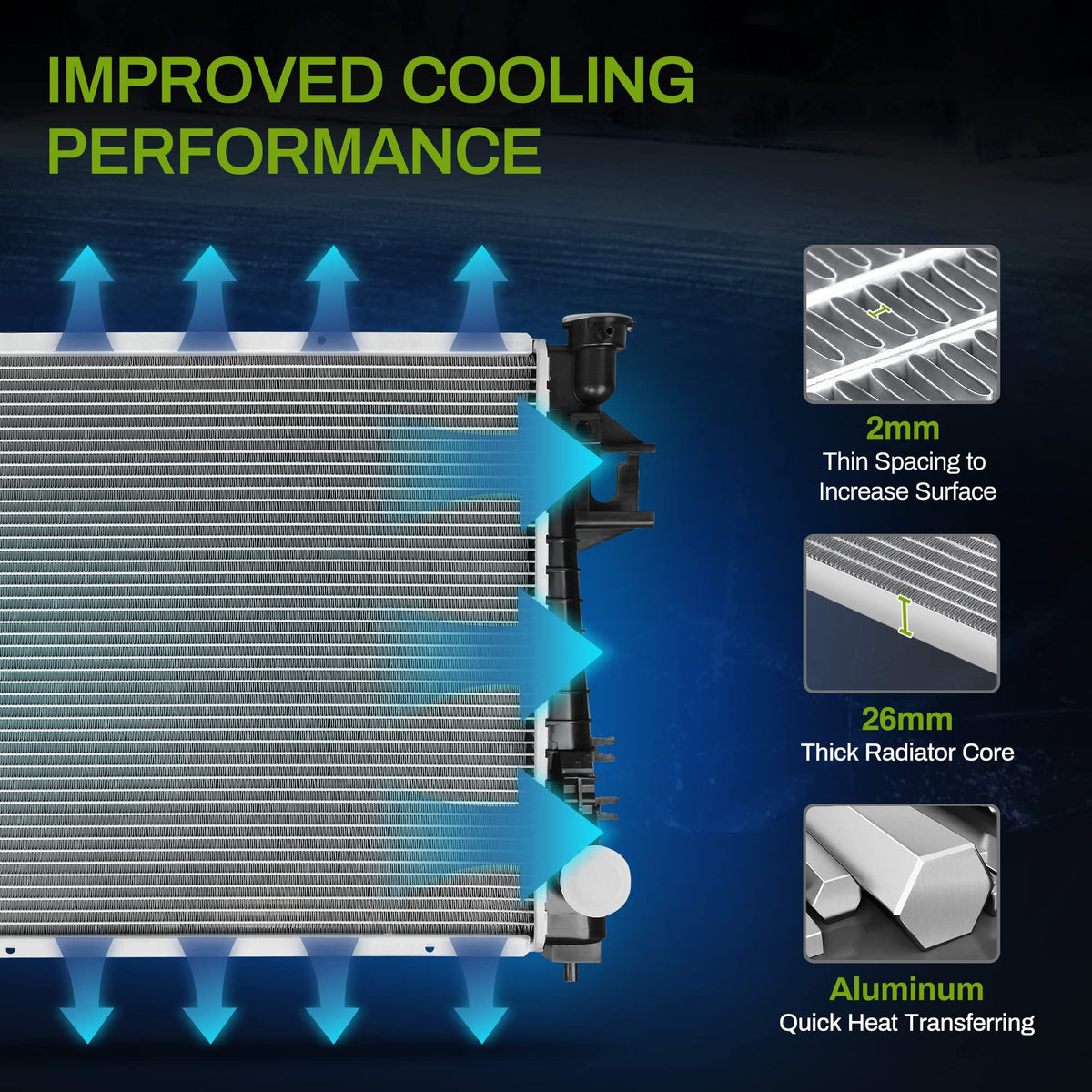 AUTOSAVER88 radiator installed in Dodge Ram demonstrating OE-aligned fit and secure mount