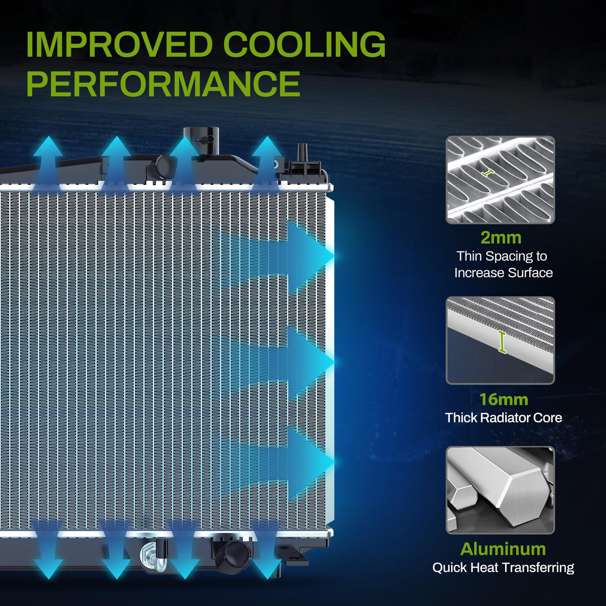 AUTOSAVER88 radiator installed in Civic engine bay illustrating proper fit and clearance