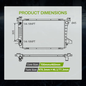AUTOSAVER88 radiator showing mounting points and bolt locations for easier installation