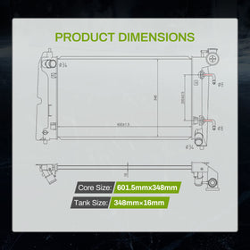 AUTOSAVER88 radiator size comparison with ruler illustrating dimensions for correct fit