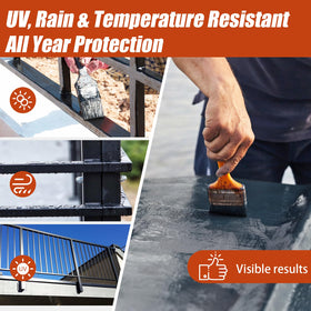 Autosel brush applying black converter to metal frame for immediate rust control