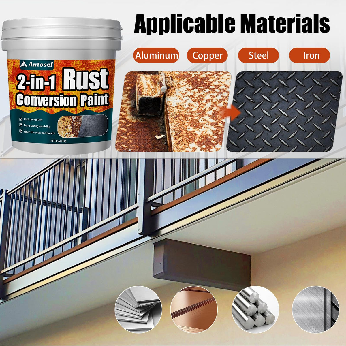 Autosel before and after trailer frame showing transformed rust-free surface