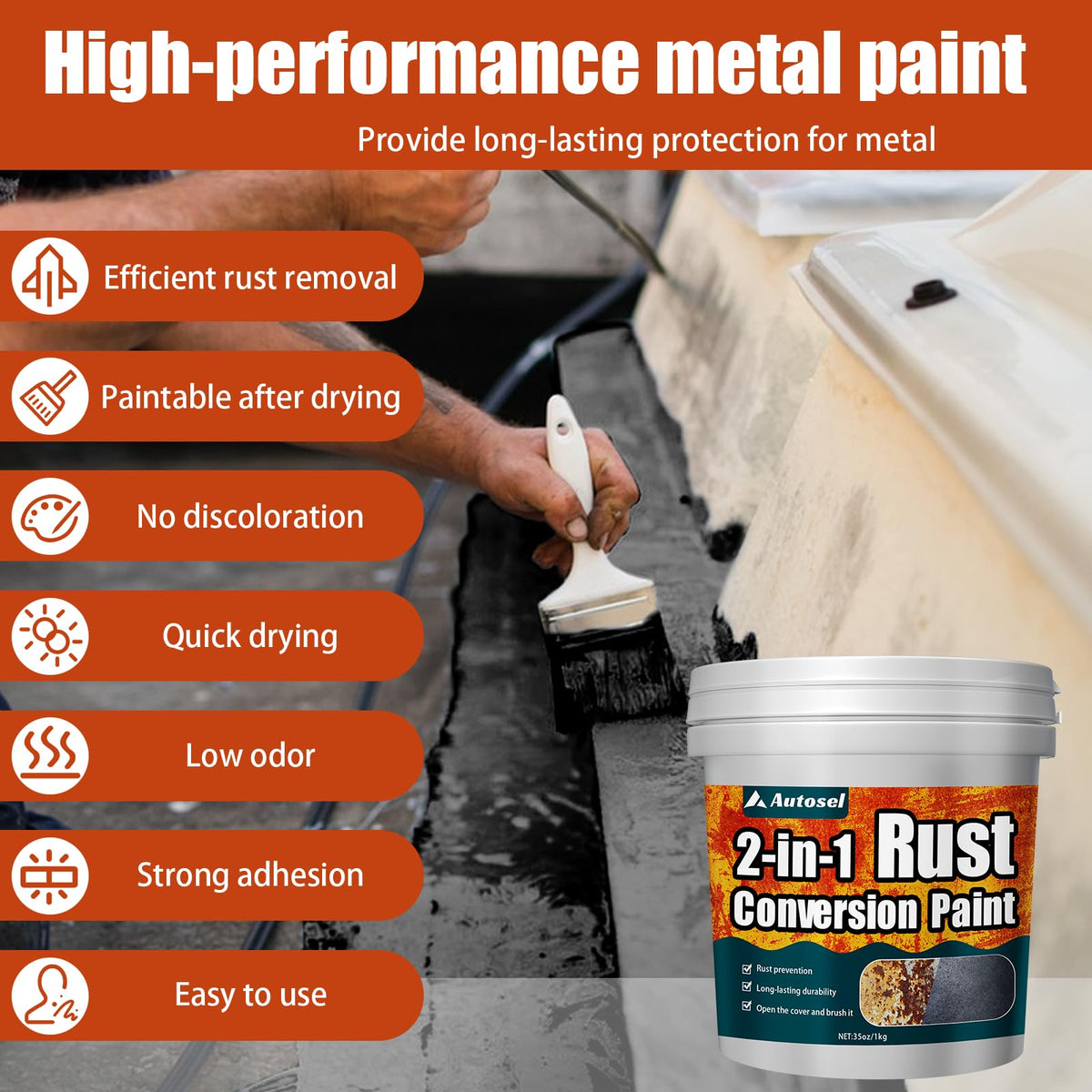 Autosel cured coating close-up revealing smooth texture and corrosion protection