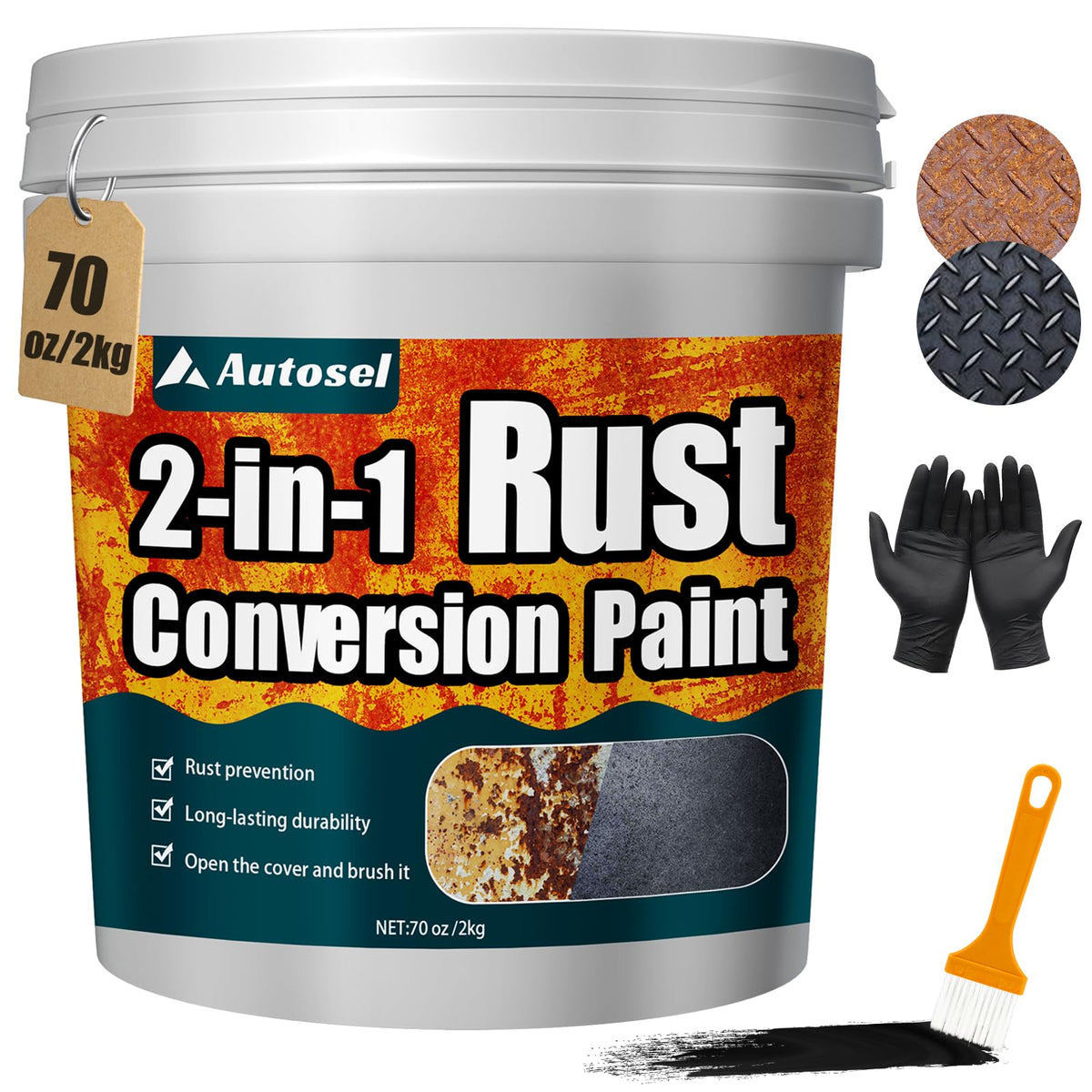 Autosel front can 70.5 oz showing label and black finish benefit