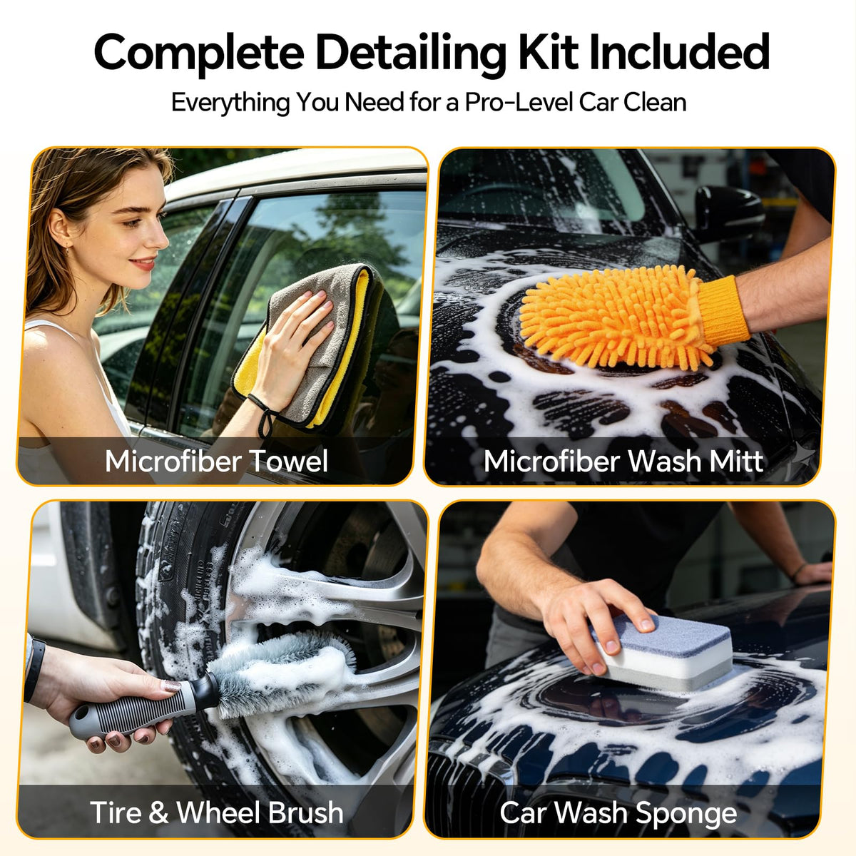AutoShark kit in use washing an SUV in a driveway for convenient home detailing benefit