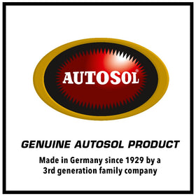 Autosol Utosol on polished exhaust in use, restoring shine and reducing blueing