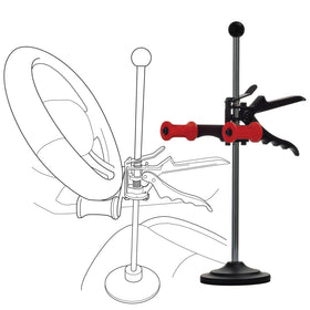 AUTOSOLO front view showing holder ready to secure steering wheel for stable alignment