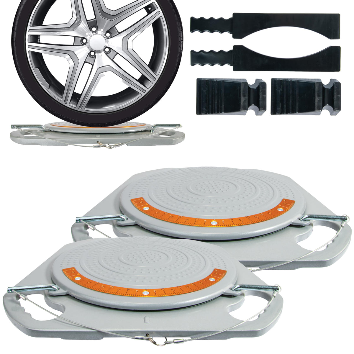 AUTOSOLO front view of turn plates showing compact footprint and finish, aiding portability