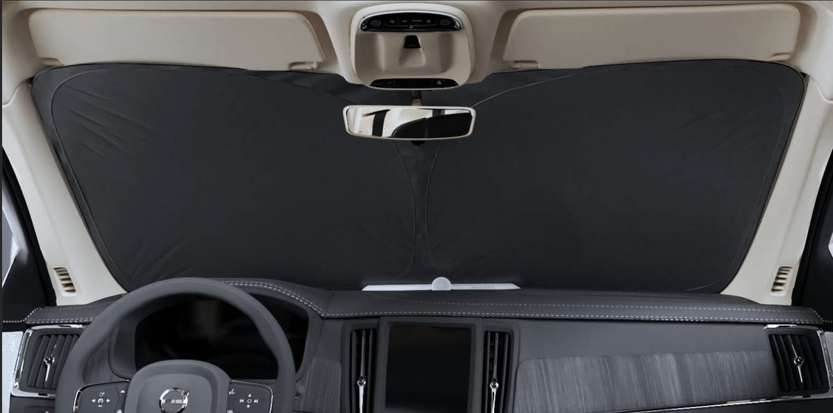 Autotech Park installed inside a Kia Optima windshield, custom-fit reduces sun leaks