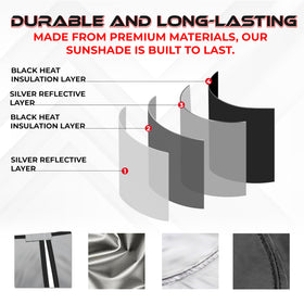 Autotech Park sunshade in driveway lifestyle scene protecting interior from sun
