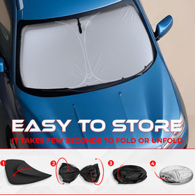 Autotech Park sunshade next to ruler showing custom-fit size advantage