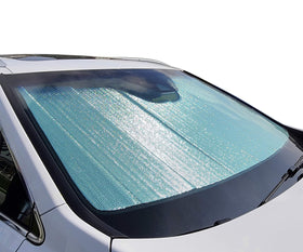 Autotech Park sunshade beside ruler showing custom-fit size for Kia Sorento