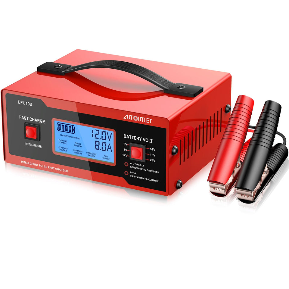 AUTOUTLET front view of charger showing compact design and ports for convenient storage