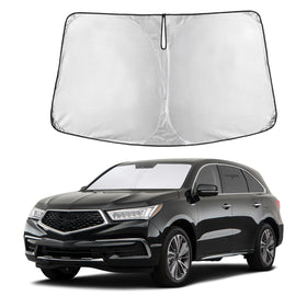 Autovir sun shade front view showing full windshield coverage and cooler cabin benefit