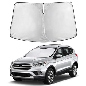Autovir front-installed shade covering Ford Escape windshield reducing dashboard heat
