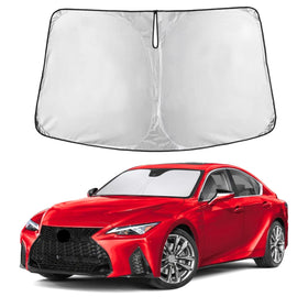 Autovir front view on Lexus IS windshield showing full coverage and sun reflection benefit