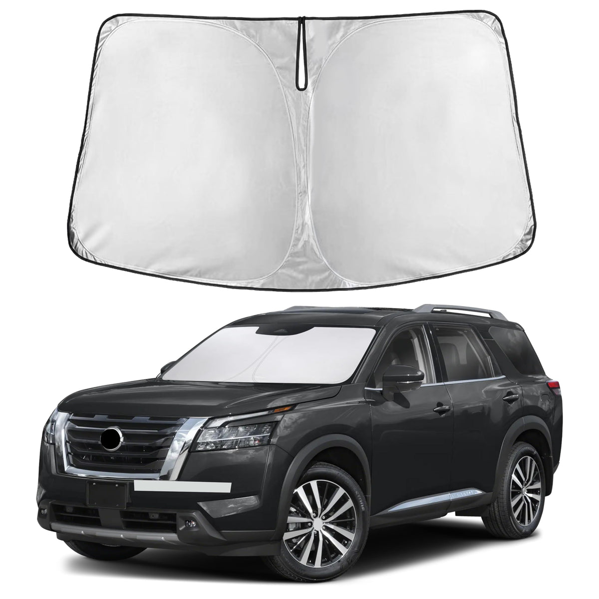 Autovir front view on Pathfinder windshield showing full coverage and protection