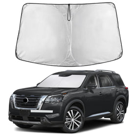 Autovir front view on Pathfinder windshield showing full coverage and protection