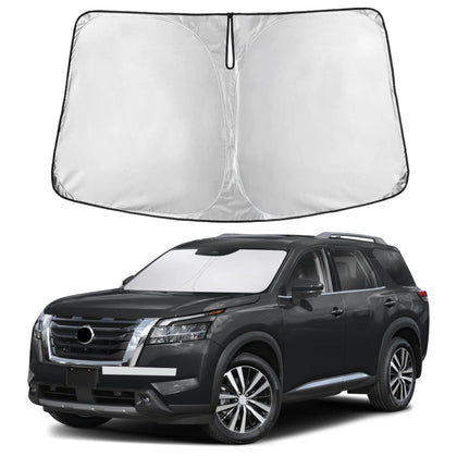 Autovir front view on Pathfinder windshield showing full coverage and protection