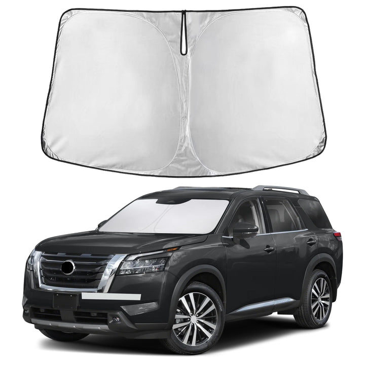 Autovir front view on Pathfinder windshield showing full coverage and protection