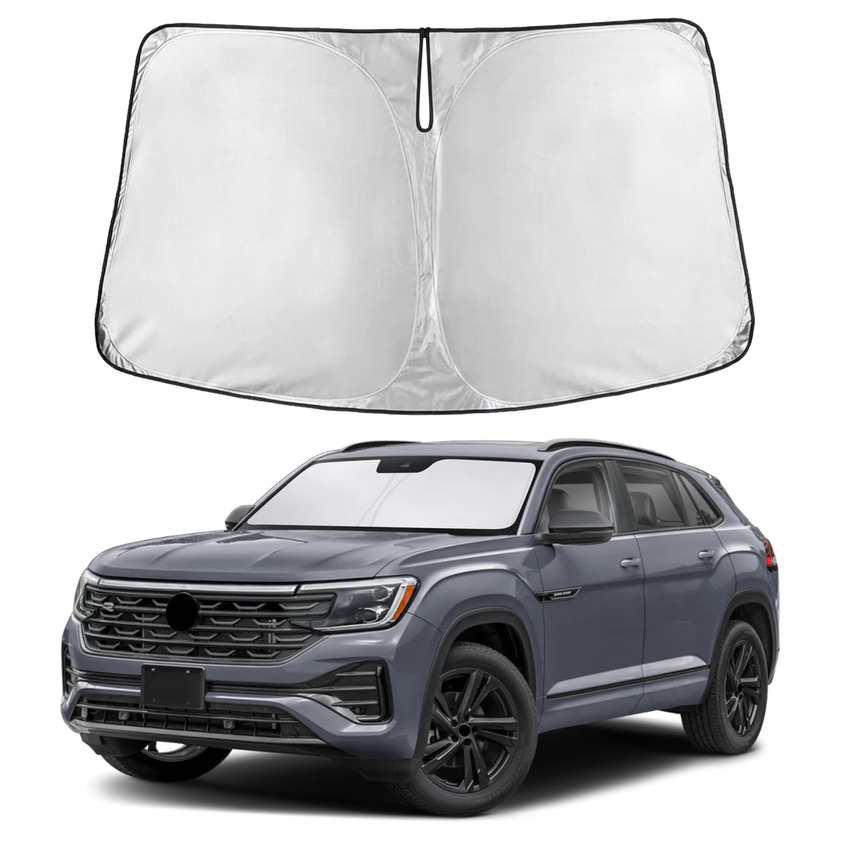 Autovir front view showing perfect Volkswagen Atlas windshield fit and full coverage protection