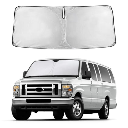 Autovir front view on Econoline windshield showing full coverage and cooling benefit
