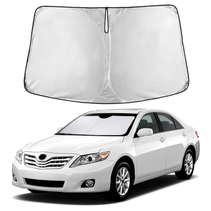 Autovir sun shade fitted to Camry windshield keeps interior cooler and protected