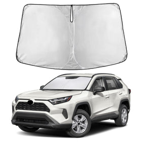 Autovir front view of sun shade showing exact RAV4 windshield fit and full coverage