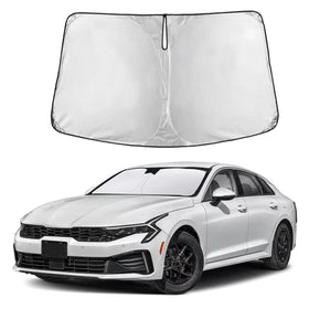 Autovir front view of custom-fit shade showing full windshield coverage and cooler cabin
