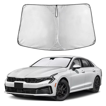 Autovir front view of custom-fit shade showing full windshield coverage and cooler cabin