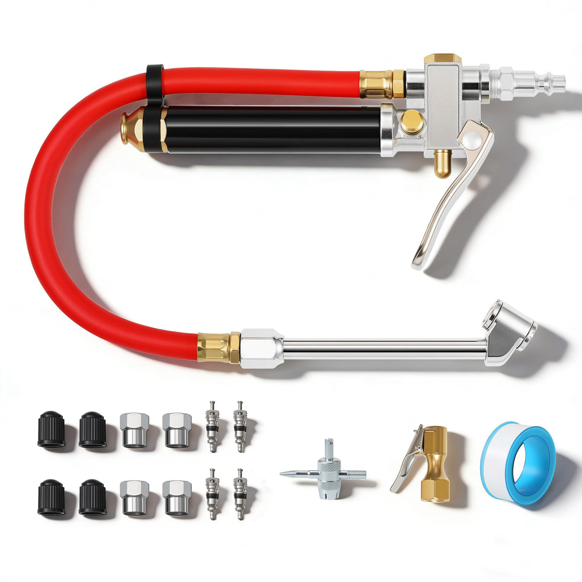 AutoViteX front view of inflator kit showing gauge and hose for reliable measurements