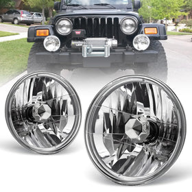 AUTOWIKI front view 7-inch headlights showing clean lens and improved road visibility
