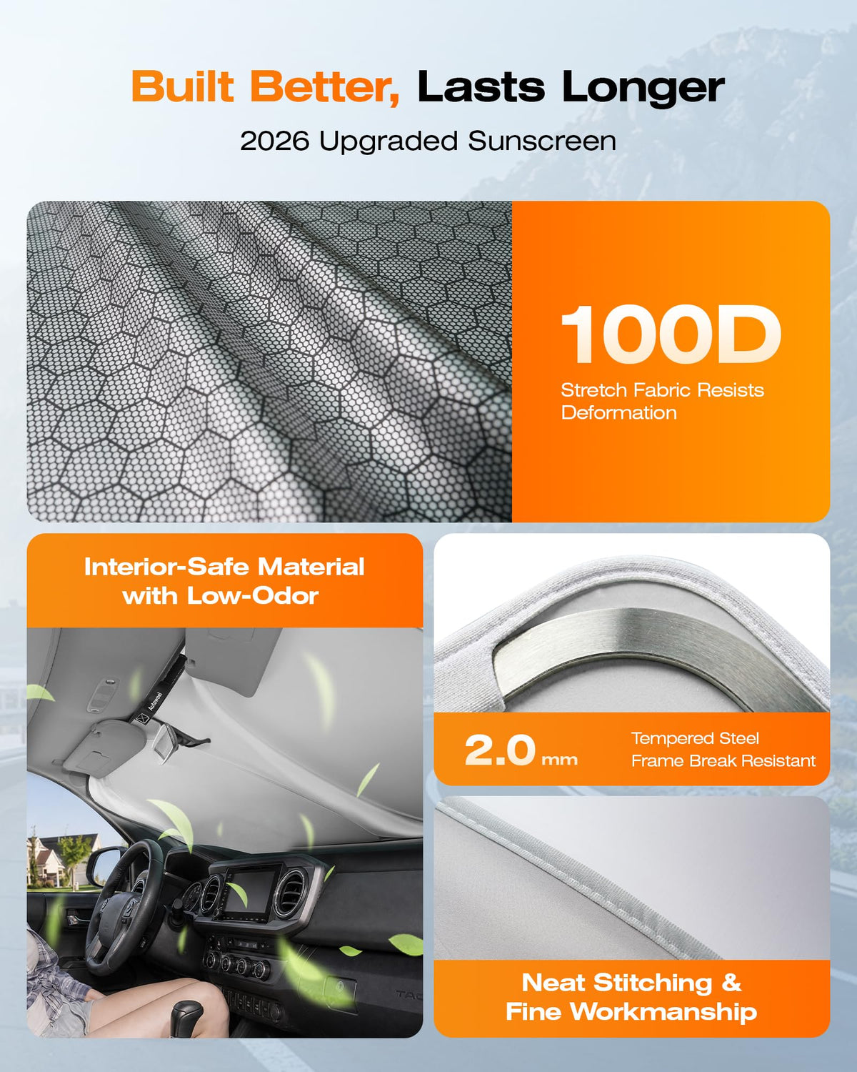 AUTOWOEL folded shade compact in storage pouch showing easy portability benefit