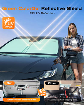 AUTOWOEL folded shade inside storage bag for compact transport